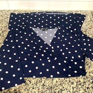 Blue & White Polkadot Half Wrap Dress rockabilly pinup house dress